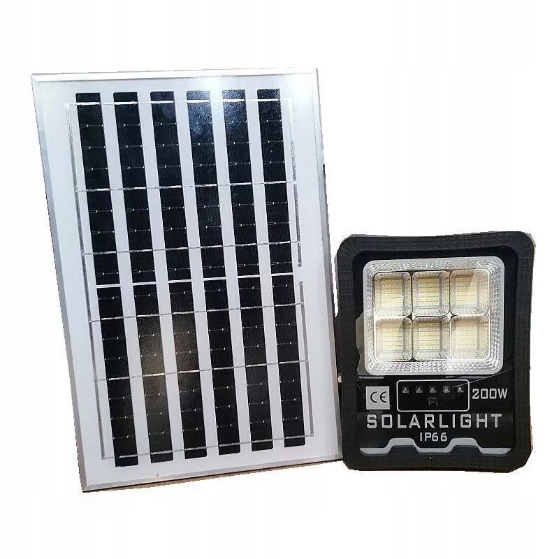 LED solárny halogén 200W 6500K IP66 s diaľkovým ovládaním